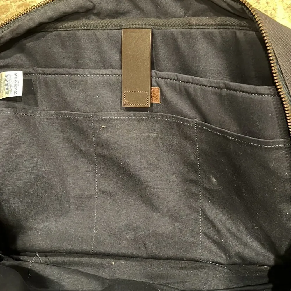 VTG Lands End Direct Merchant dark Canvas leather Messenger Bag Two Compartment‎